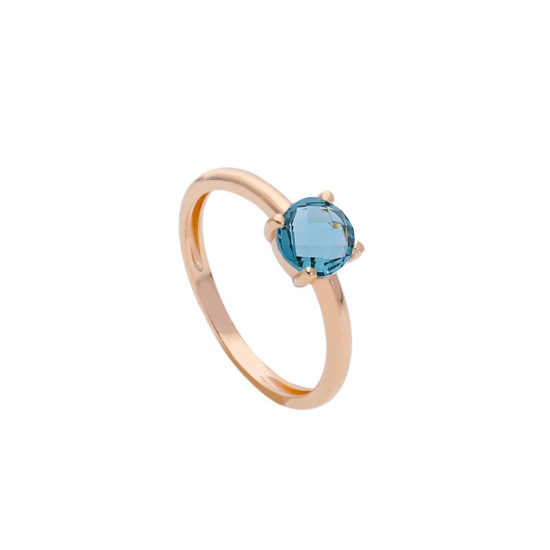 ANELLO IN ORO ROSA CON CRISTALLO BLU SFACCETTATO ANELLO IN ORO ROSA CON CRISTALLO BLU SFACCETTATO