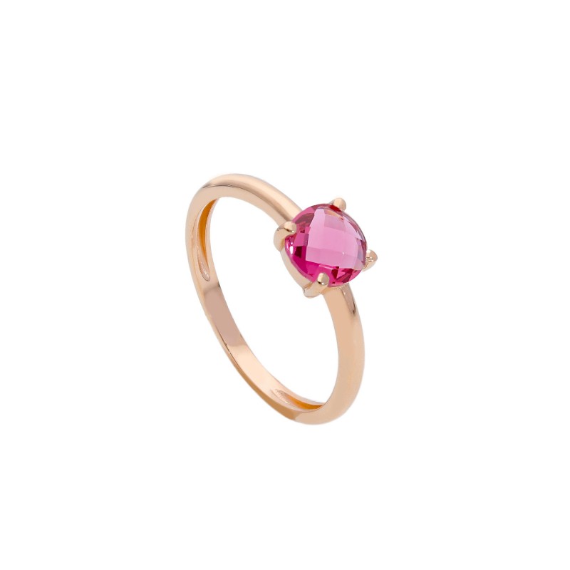 ANELLO IN ORO ROSA CON CRISTALLO ROSSO SFACCETTATO ANELLO IN ORO ROSA CON CRISTALLO ROSSO SFACCETTATO
