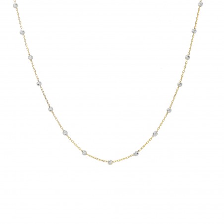 COLLANA IN ORO GIALLO CON PALLINE BIANCHE