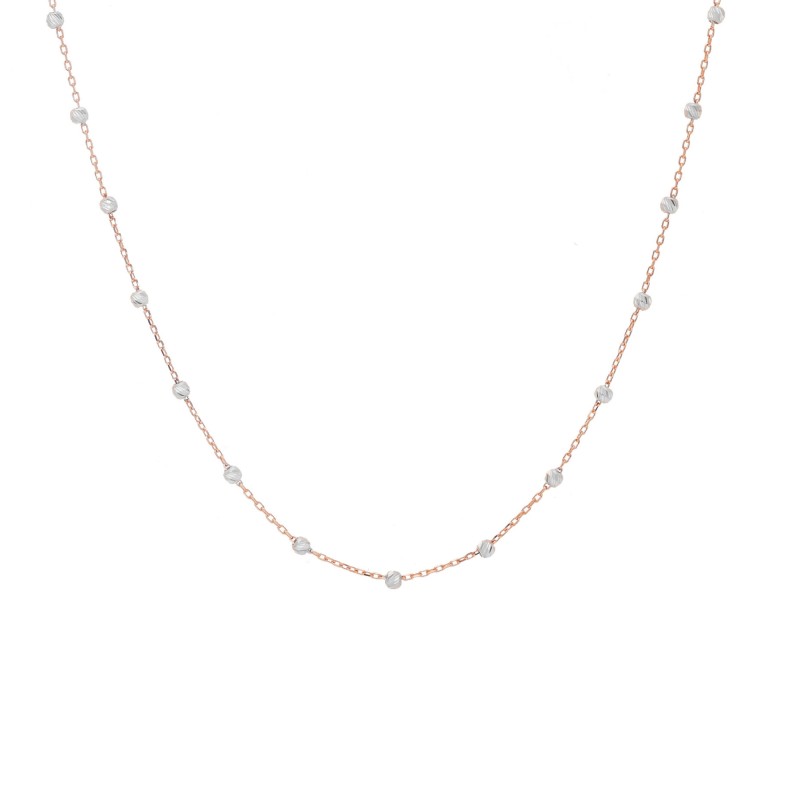 COLLANA IN ORO ROSA CON PALLINE BIANCHE