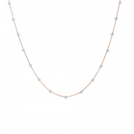 COLLANA IN ORO ROSA CON PALLINE BIANCHE