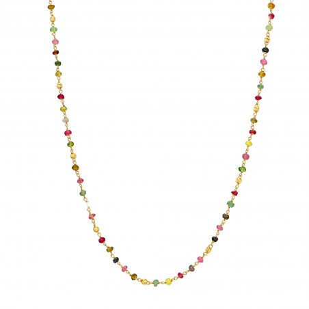 COLLANA IN ORO GIALLO CON BEADS MULTICOLORE