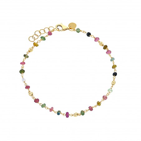 BRACCIALE IN ORO GIALLO CON BEADS MULTICOLORE