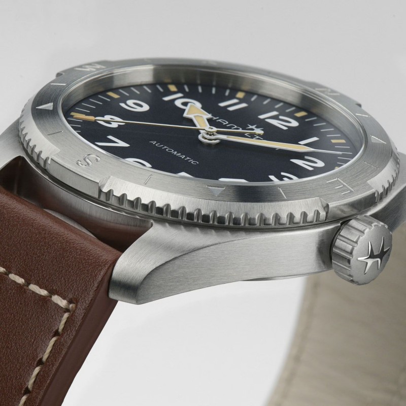 HAMILTON Khaki Field Expedition Auto - Orologio Uomo 41mm, Quadrante Blu, Cinturino Pelle Marrone, Movimento Svizzero