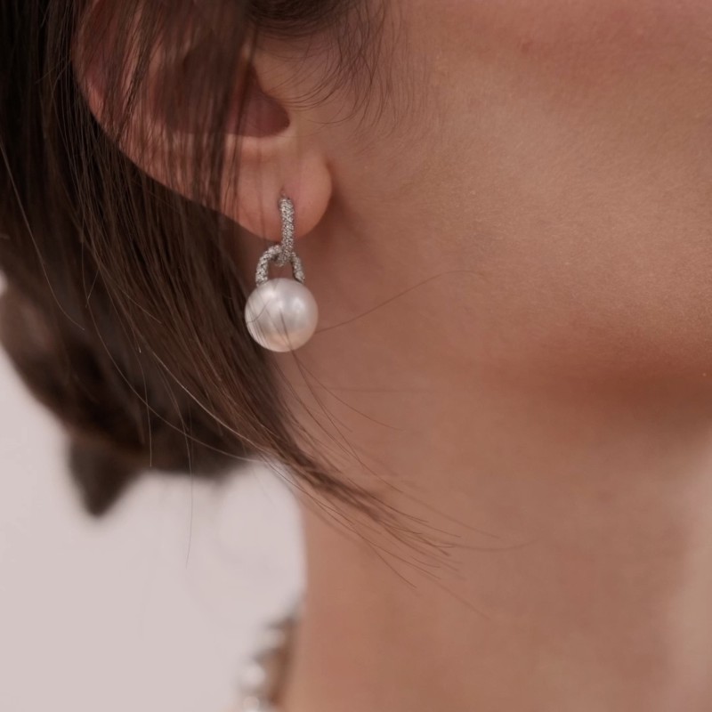 ORECCHINI CHAIN CON PERLE E DIAMANTI