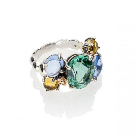 Anello de'Nobili in argento e pietre | De Wrachien Gioielli