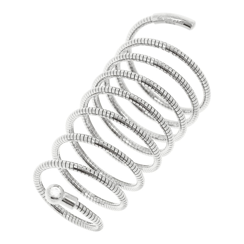 Anello Pesavento DNA in argento e diamanti | De Wrachien Gioielli