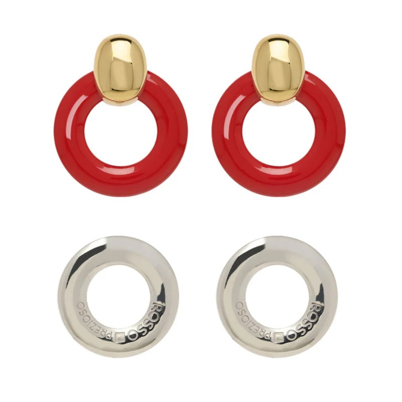 Orecchini Rosso Prezioso in argento e legno d'ulivo | De Wrachien Gioielli