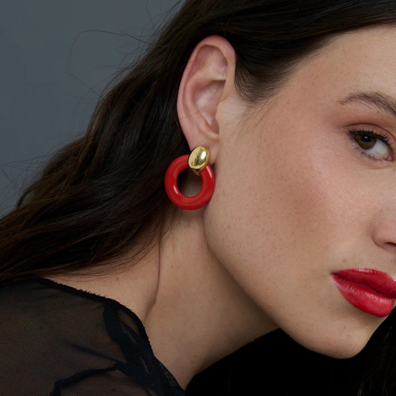 Orecchini Rosso Prezioso in argento e legno d'ulivo | De Wrachien Gioielli