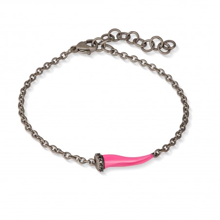 Bracciale in titanio Mano J LUCKY HORN CHBRT5BBRKSMROSA | De Wrachien Gioielli