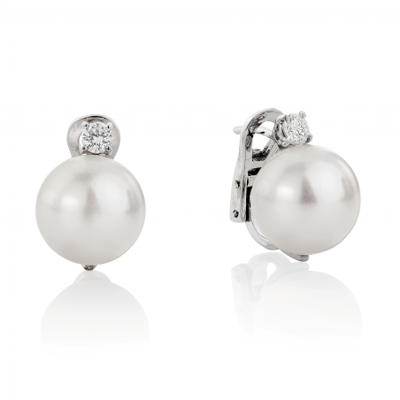 ORECCHINI IN ORO BIANCO PERLE AUSTRALIANE E DIAMANTI