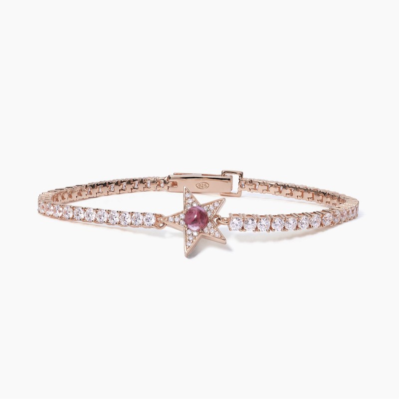 Bracciale tennis stella rosato con tormalina sintetica STARLET Bracciale tennis stella rosato con tormalina sintetica STARLET
